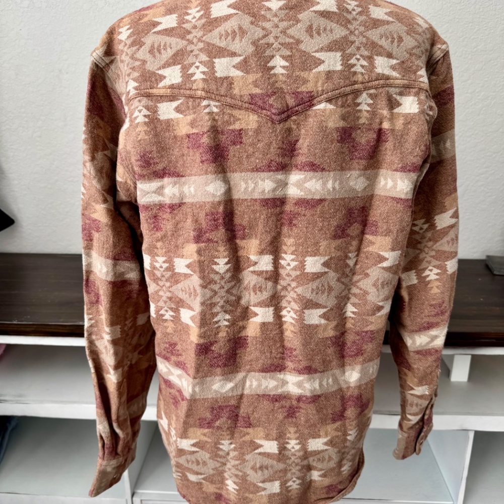 Wrangler Retro Southwestern Aztec Print Snap Western Shirt Jacket Men's Size L H - Picture 5 of 9